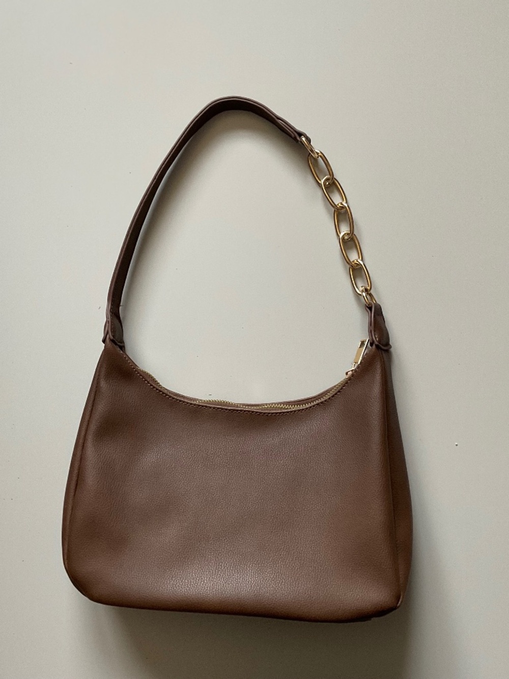 Brown Handbag with Golden Chain Detail